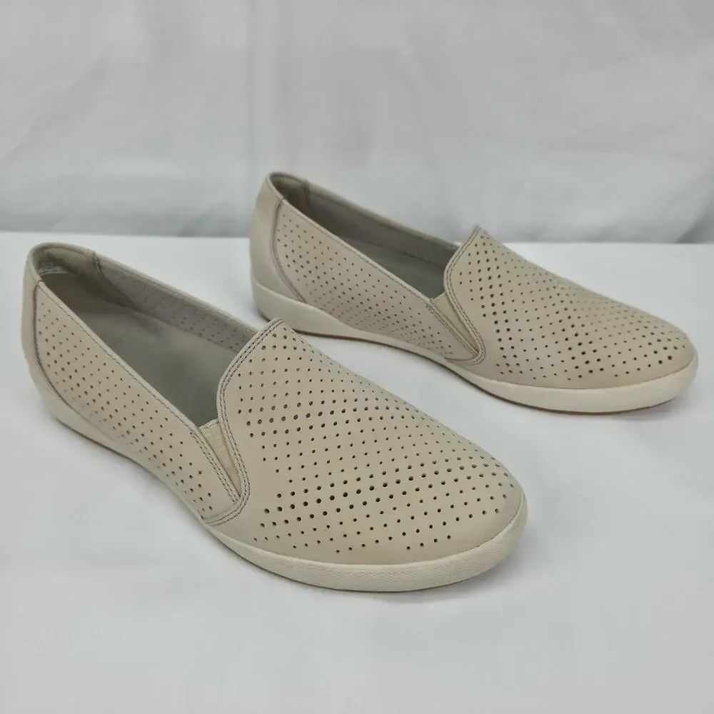 Dansko Odina Slip On Comfort Shoe Perforated Cream Nubuck Leather US 11